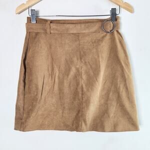 Hollister Ultra High Rise Brown Suede Mini Skirt Size Small Western Country